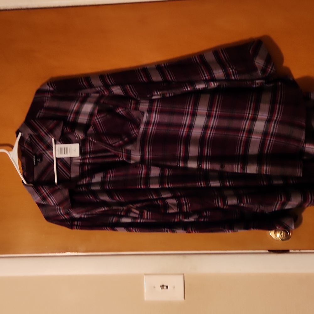 Torrid Rayon Acrylic Tunic Long sleeve Plaid Button Up Shirt Size 2 (18-20)